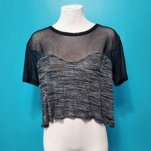 Black and Grey mesh Crip Top Small